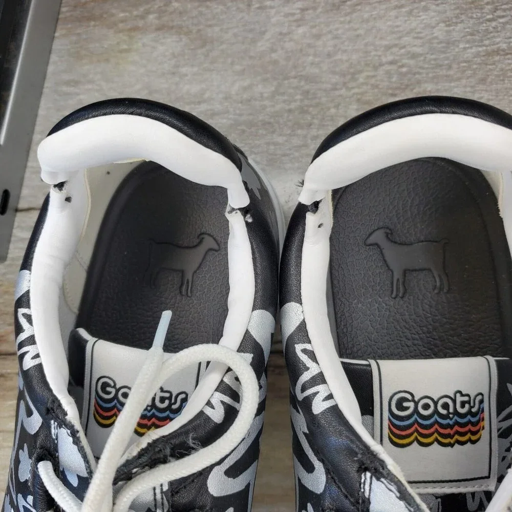Goats Size 9‎ Sharpie Marker black Silver Leather Laceup Fashion Sneakers Slipon